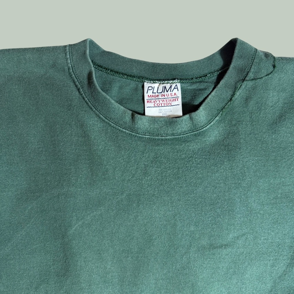 Vintage Pluma Heavyweight Cotton Long Sleeve T-Shirt Green Made in USA XXL